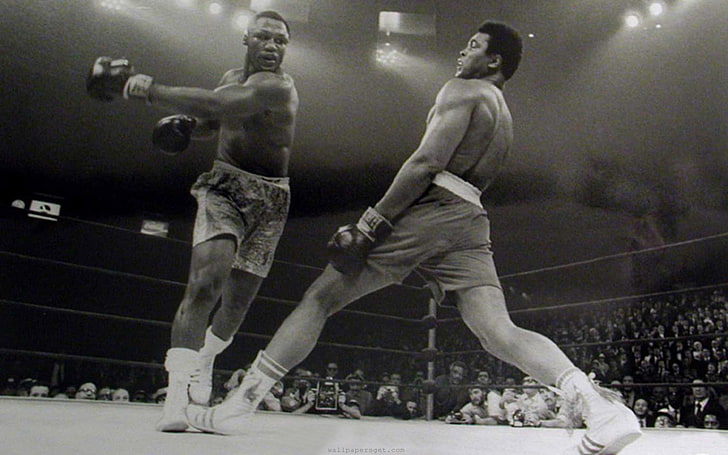 Muhammad Ali, monochrome, sport, boxing, men, competition, sportsman