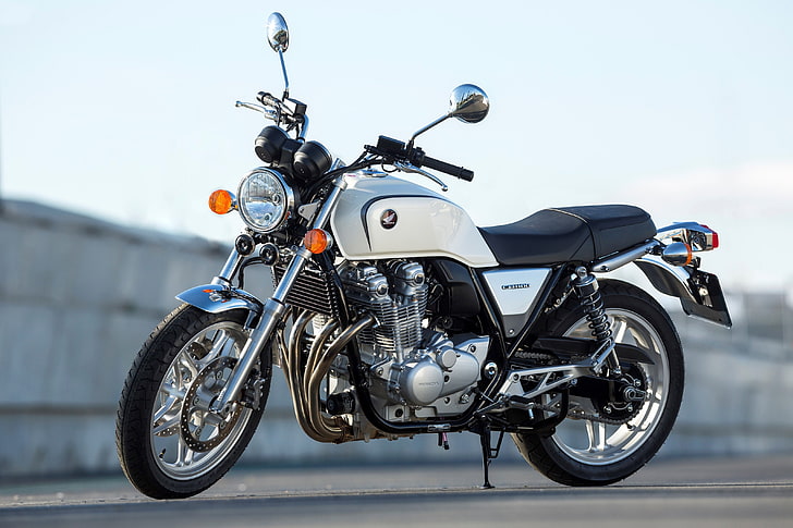 honda cb1100, white, front view, motorcycle, Vehicle, transportation, HD wallpaper