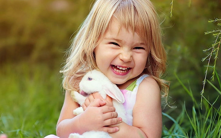 HD wallpaper: My First Easter Bunny, Cute, Blonde, Girl, White, Little |  Wallpaper Flare