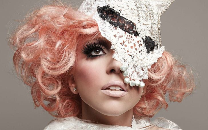 Lady Gaga HD, women's white lace hat, music, HD wallpaper