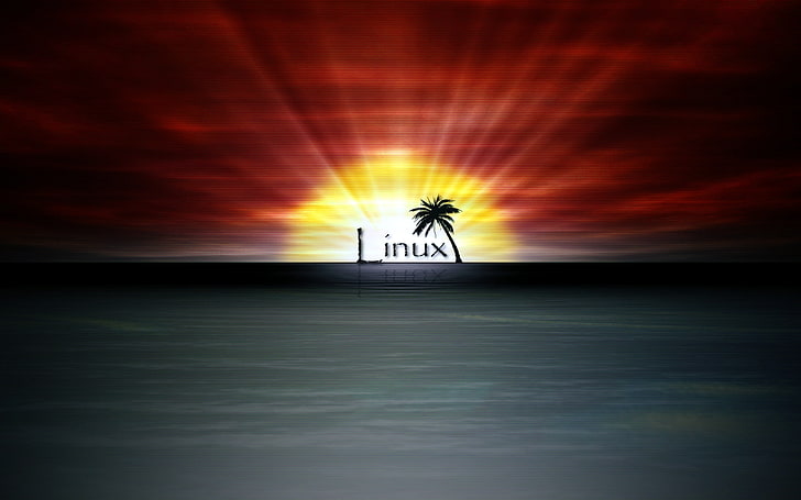 Linux Sunset, Linux wallpaper, Computers, linux ubuntu, sky, sea, HD wallpaper