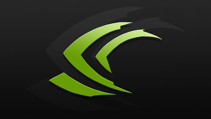 green and black logo, Nvidia, technology, green color, black background