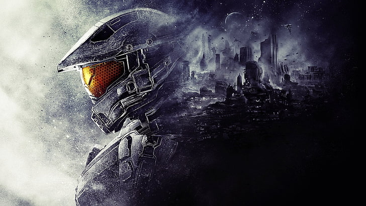 Halo Master Chief illustration, Halo 5: Guardians, weapon, armed Forces