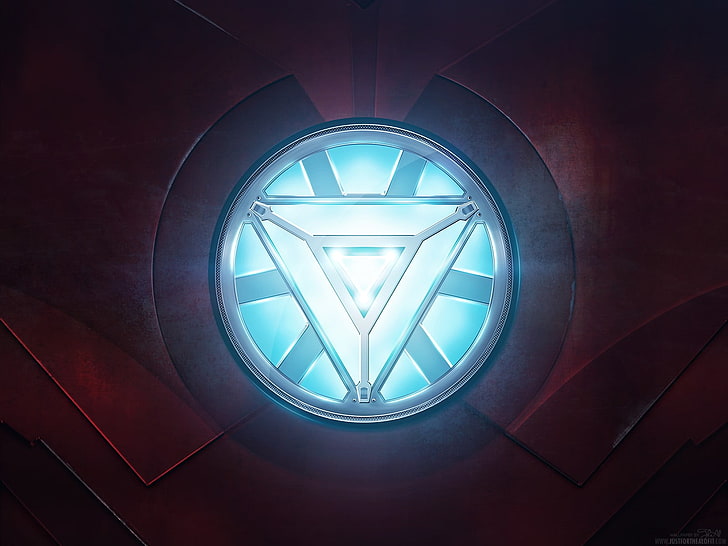 heart of iron man, glowing, machine, cyan, shape, geometric shape, HD wallpaper