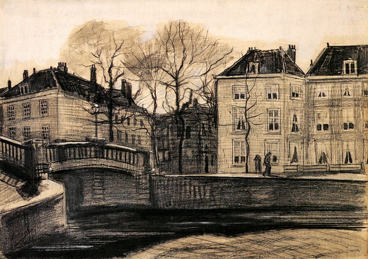 Drawings, Vincent van Gogh, The Hague, on the Corner of Herengracht-Prinsessegracht, HD wallpaper