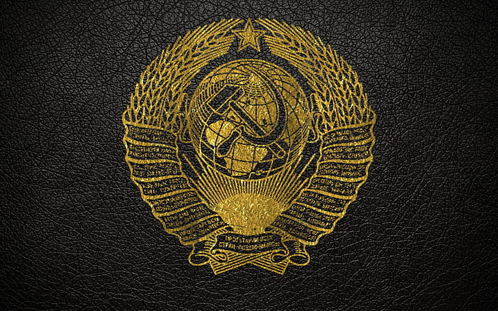 leather, USSR, scratches, gold, coat of arms, the coat of arms of the USSR, HD wallpaper