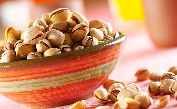 bowl of pistachios, tasty nuts, food and drink, wellbeing, healthy eating, HD wallpaper