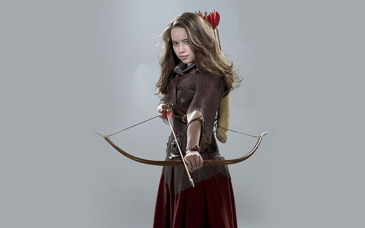 Narnia archer woman, Anna Popplewell, bow, archery, one person