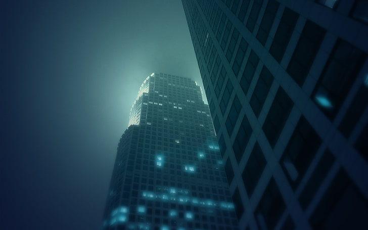photography, night, mist, building, architecture, urban, building exterior
