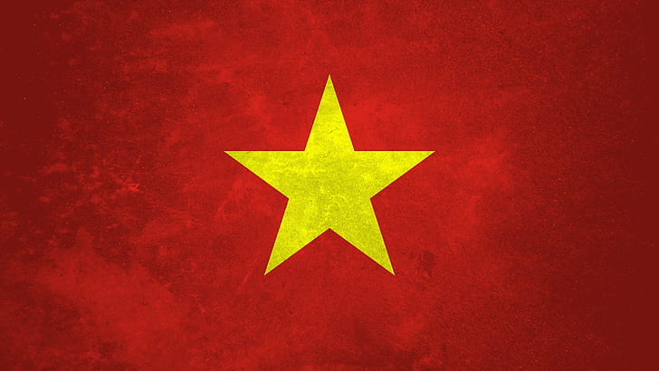 flag vietnam, red, communication, sign, star shape, yellow, HD wallpaper