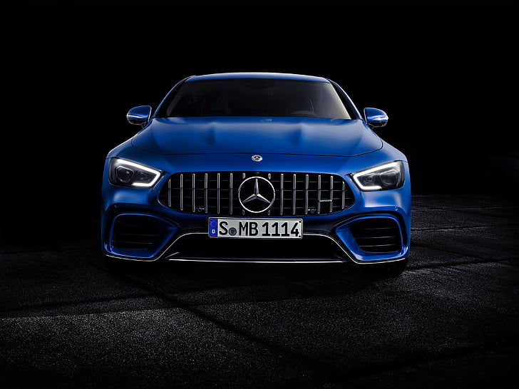 blue Mercedes-Benz car, Mercedes-AMG GT 63 S 4MATIC+ 4-Door Coupe, HD wallpaper