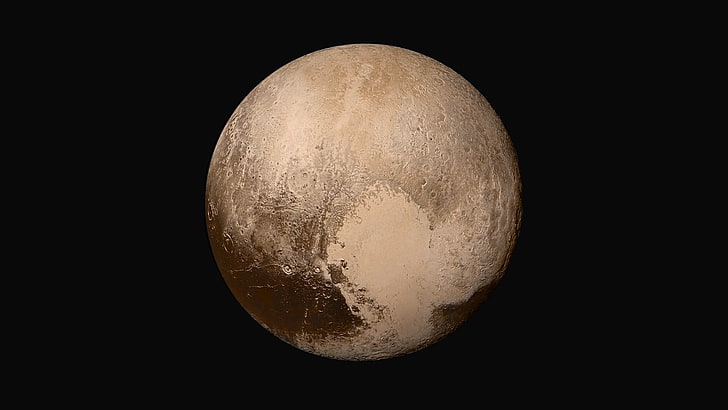 Pluto, planet, space, single object, black background, no people