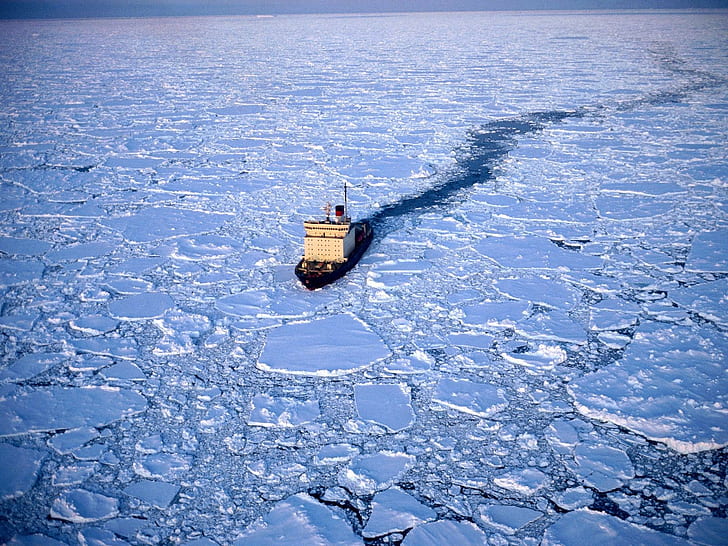 icebreakers, ship, sea, north pole, HD wallpaper