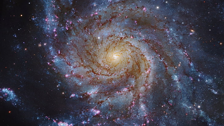 NASA, stars, sky, galaxy, science, Pinwheel Galaxy, Messier 101, HD wallpaper