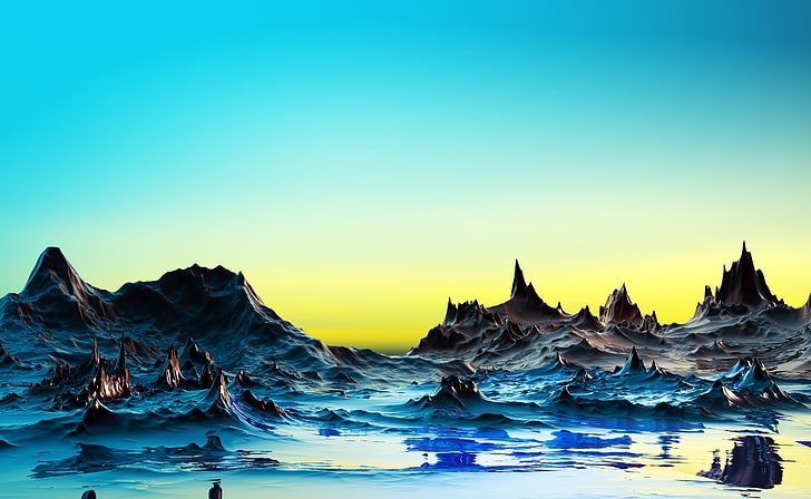 HD wallpaper: A Cold Bluish Landscape, mountain vector a, Artistic, 3D,  nature | Wallpaper Flare