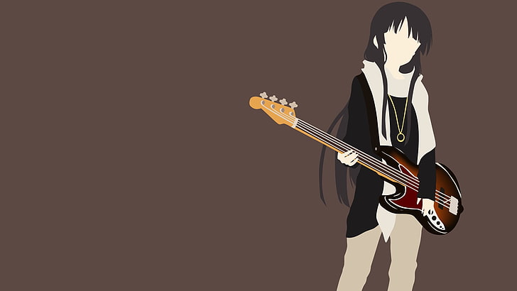 anime girls, K-ON!, Akiyama Mio, music, musical instrument, HD wallpaper
