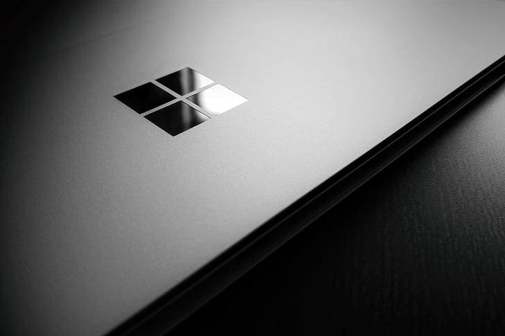 logo, laptop, Microsoft, Windows 10, wooden surface, Microsoft Windows HD wallpaper