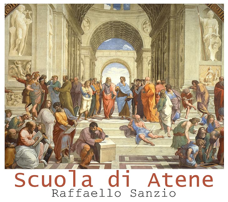 school, Athens, Greece, Platone, Socrates, Raffaello Sanzio da Urbino, HD wallpaper
