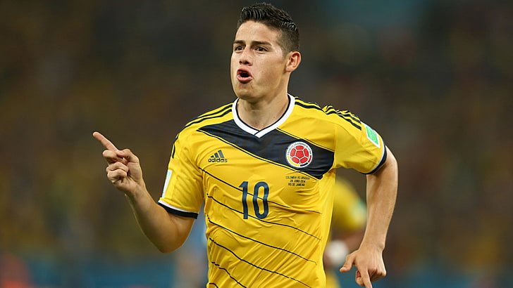 James Rodriguez Colombian footballer, yellow, clothing, sport
