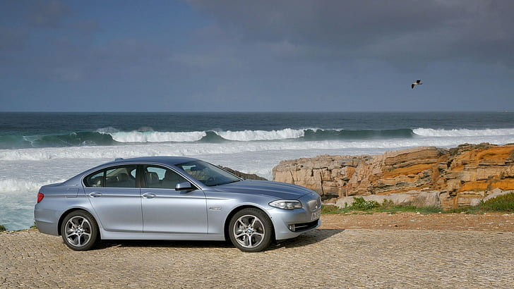 BMW Active, car, sea, vehicle, HD wallpaper