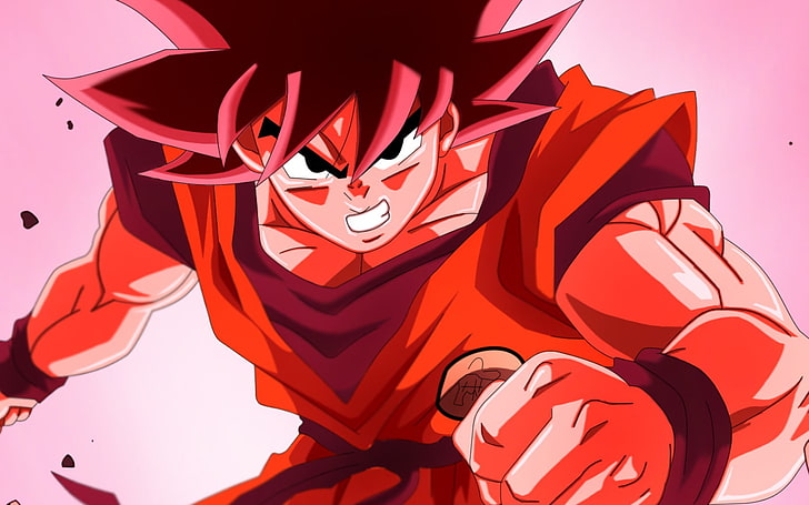 Dragon Ball Z Son Goku poster, anime, red, no people, close-up, HD wallpaper