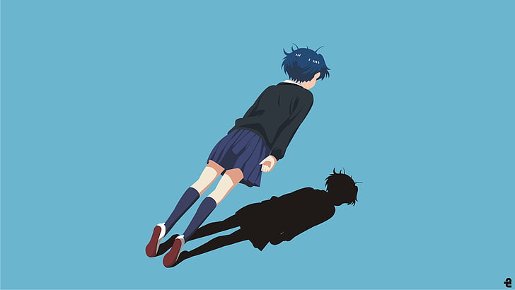 Gekkan Shoujo Nozaki-kun, anime girls, Kashima Yuu, blue, full length, HD wallpaper