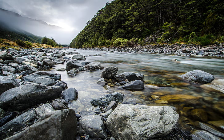 New Zealand, Aotearoa, Bealey River, The Water-bottle, South Island, HD wallpaper