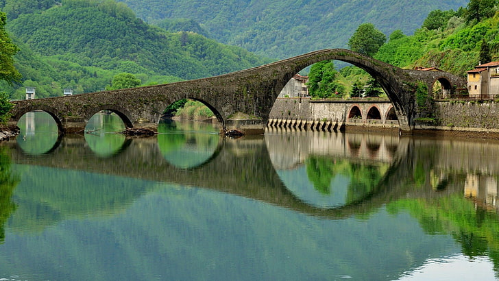 grey concrete bridge, nature, landscape, architecture, Italy