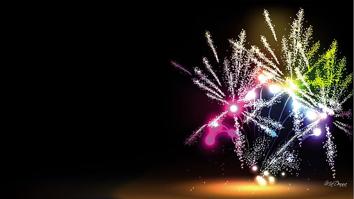 Fireworks II, white fireworks wallpaper, bright, 4th-of-july, HD wallpaper