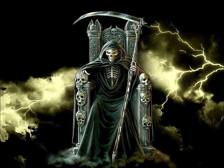Halloween, Grim Reaper, skull, death, fantasy art, religion, HD wallpaper