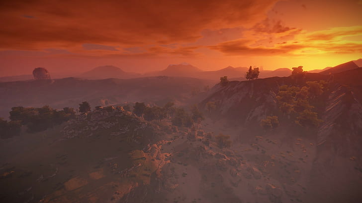 rust video games sunset sun landscape, HD wallpaper