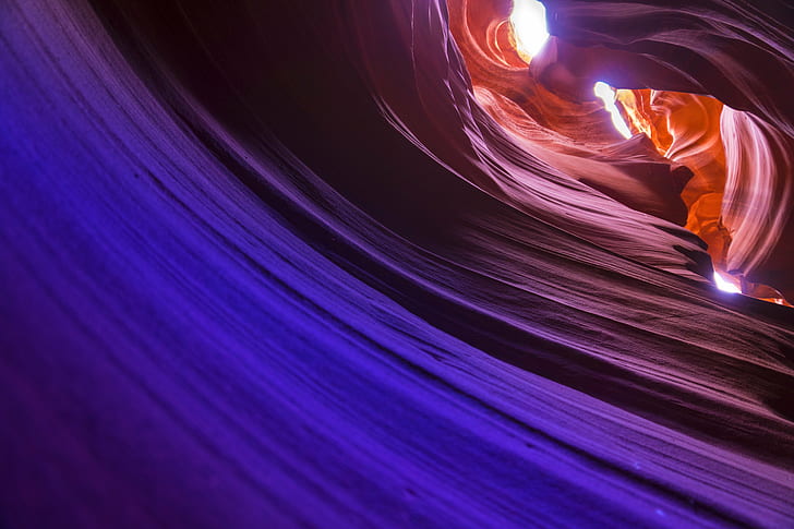 blue and orange abstract painting, Antelope Canyon, Hard, Process