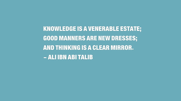 blue background with Ali Ibn Abi Talib quotes, Imam, Islam, simple