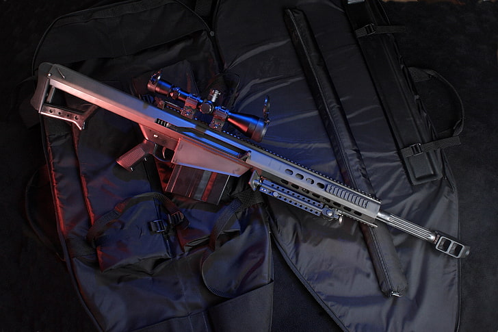 gray assault rifle, Barrett, M82, Sniper, Bag, Case, Self-loading, HD wallpaper