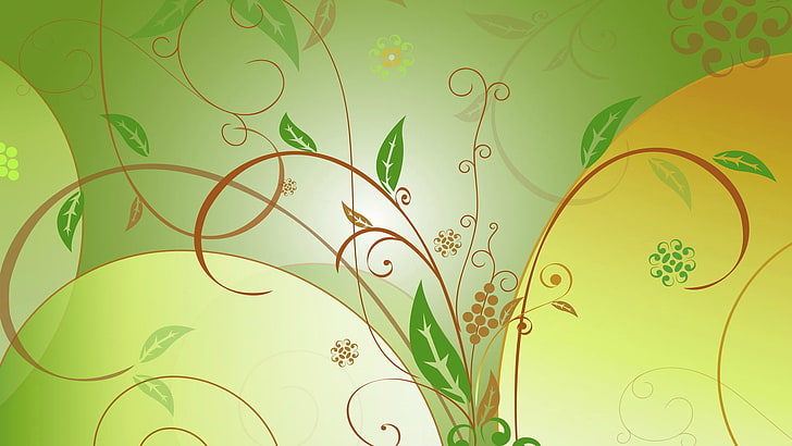 abstract, floral, leaf, design, flower, pattern, plant, decoration, HD wallpaper