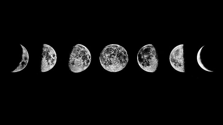 universe, black and white, moon, monochrome photography, darkness, HD wallpaper