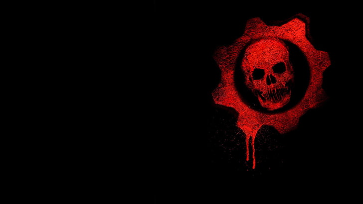 Gear of Wars logo, Gears of War, minimalism, blood, skull, video games