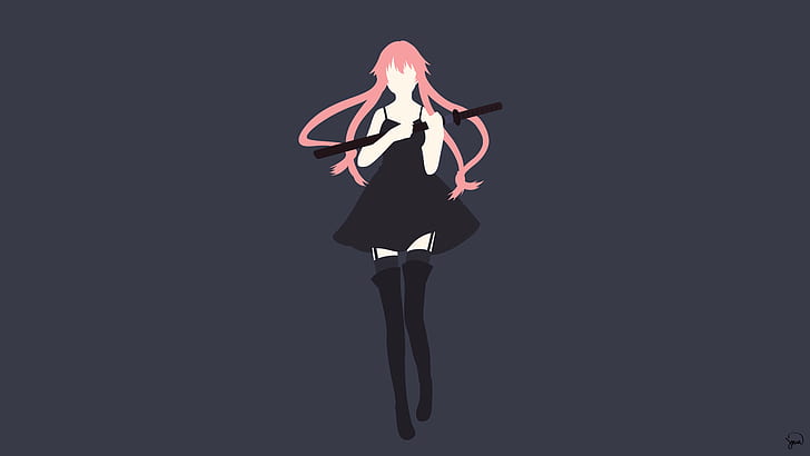 Mirai Nikki, Gasai Yuno, minimalism, anime girls