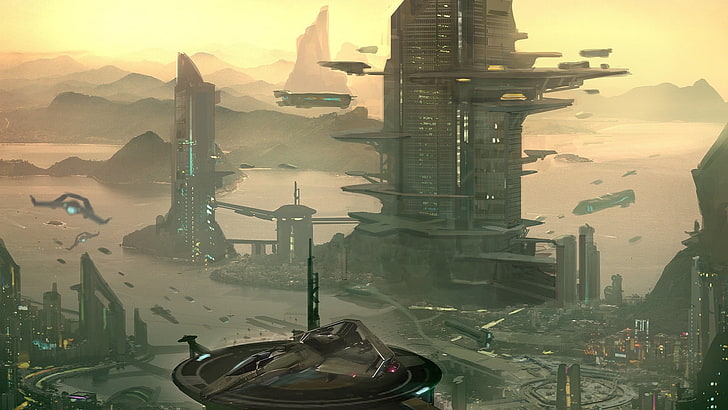 futuristic-themed illustration, space, Star Citizen, spaceship