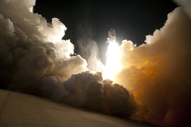 space shuttle, vehicle, cloud - sky, sunlight, beauty in nature, HD wallpaper