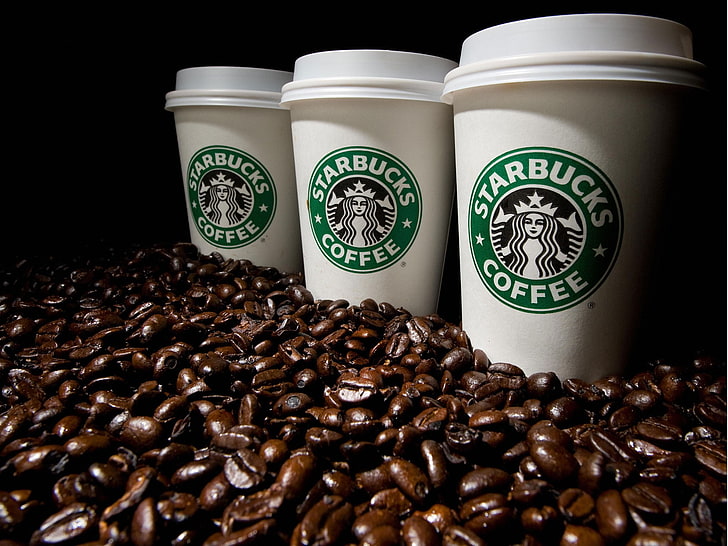 three Starbucks travel coffee tumblers, large group of objects, HD wallpaper