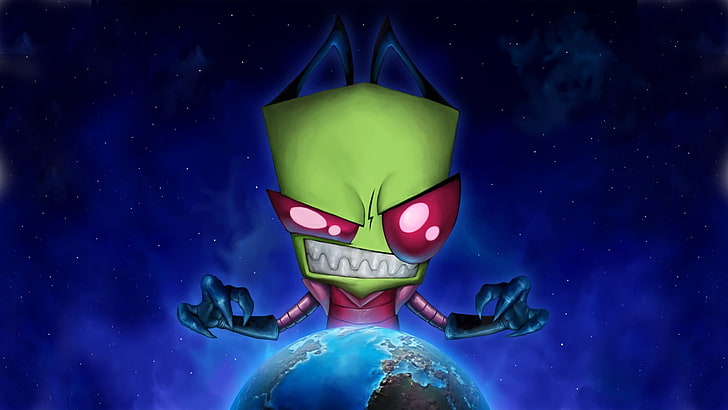 green alien wallpaper, artwork, Earth, Zim, cartoon, Invader Zim