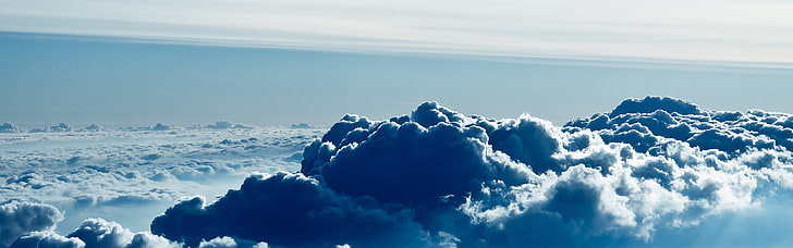 nimbus clouds, nature, sky, dual monitors, multiple display, cloud - sky, HD wallpaper