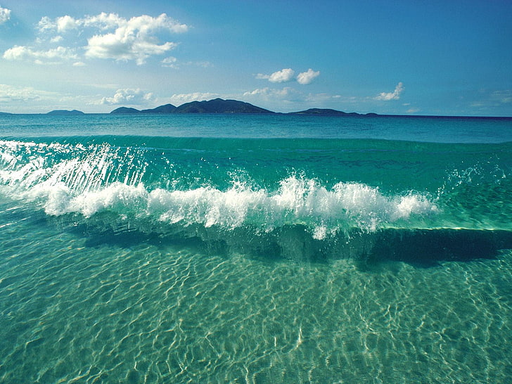 body of water, waves, sea, tropical, horizon, island, scenics - nature, HD wallpaper