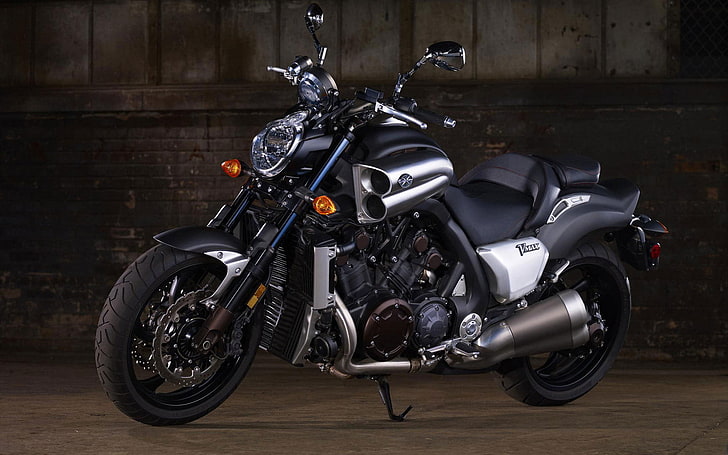 Heavy Bike Yamaha V-Max 2012, black cruiser motorcycle, Motorcycles