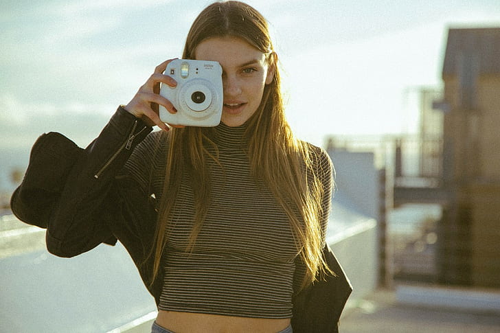 Olivia Brower, women, model, natural light, camera, women outdoors, HD wallpaper