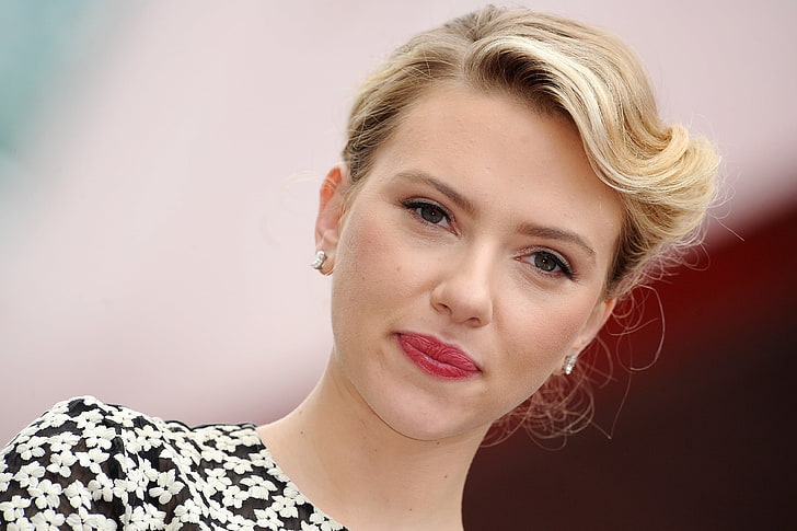 Scarlett Johansson, look, face, model, portrait, makeup, actress, HD wallpaper