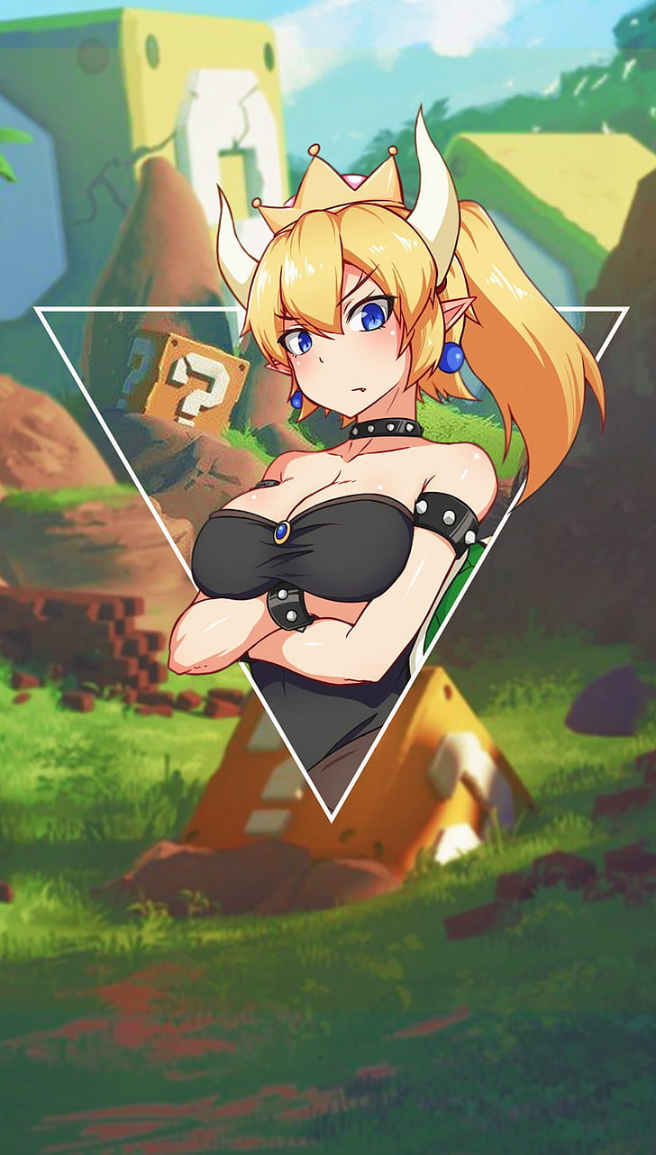 anime girls, picture-in-picture, Bowsette, art and craft, day