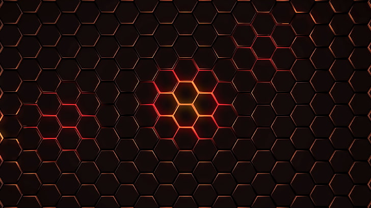 grey and black illustration, abstract, geometry, hexagon, pattern, HD wallpaper