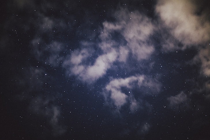 white clouds, stars, sky, astronomy, space, star - space, night, HD wallpaper
